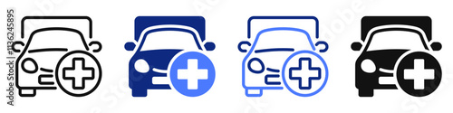Vector icon or logo related to medical emergency or ambulance car. Symbol for website or app ui, logo design, illustration