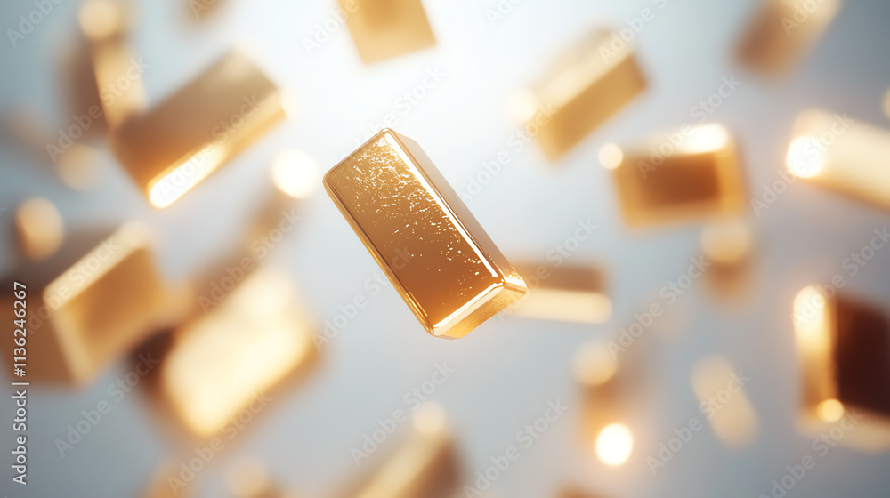 Falling gold bars representing wealth, investment, and prosperity in finance. Falling gold bars representing wealth, investment, and prosperity in finance.