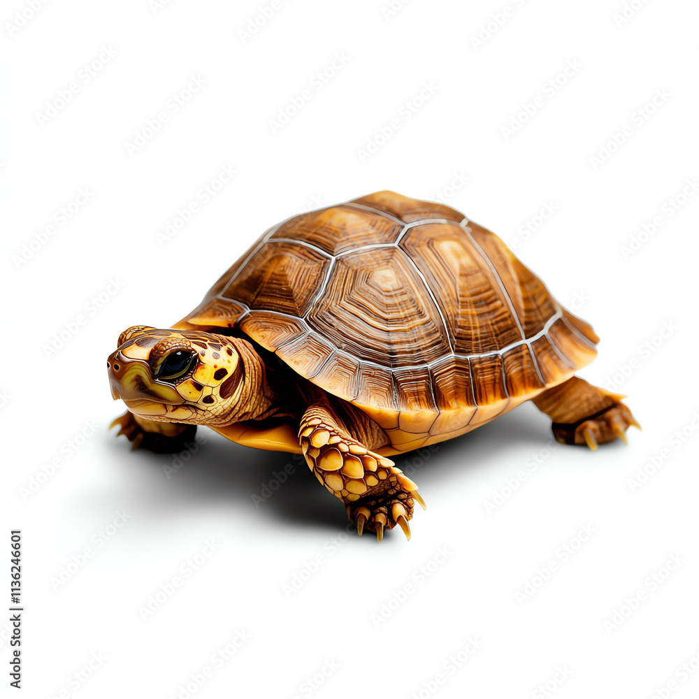 Obraz premium A close-up of a vibrant tortoise exploring its environment gracefully.