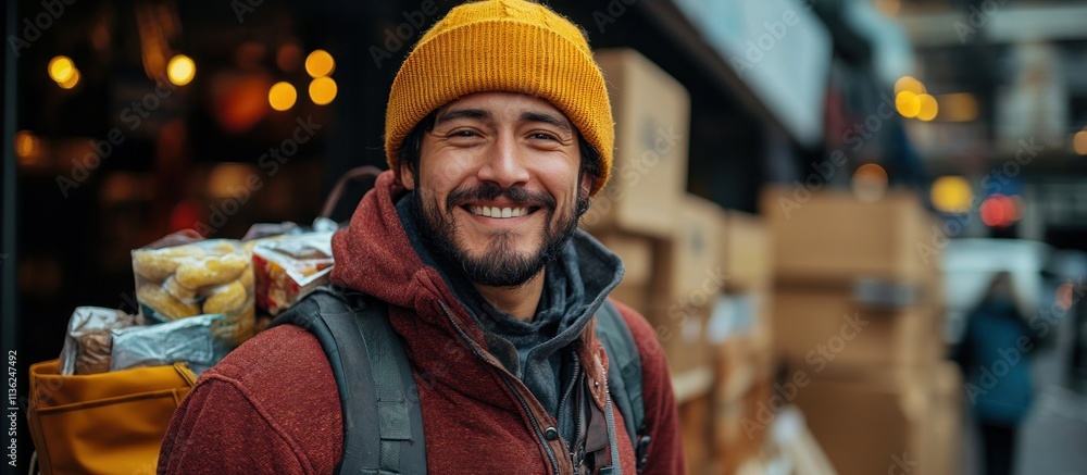 Obraz premium Smiling Man in a Yellow Hat