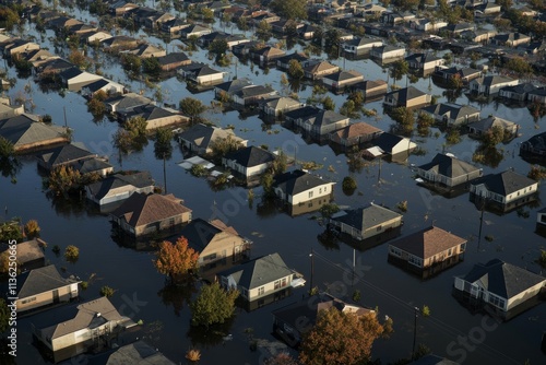 Aerial View of Submerged Houses After Hurricane Katrina