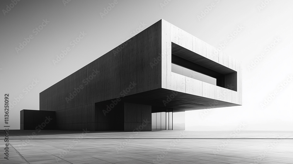 Modern architecture featuring clean lines and monochrome design in an urban setting during daylight Modern architecture featuring clean lines and monochrome design in an urban setting during daylight
