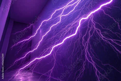 Vibrant purple lightning in minimalistic indoor setting for creative design photo