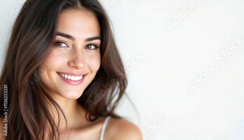 Smiling Young Woman Portrait Indoor Studio Photography Natural Light Eye Level Beauty and Confidence