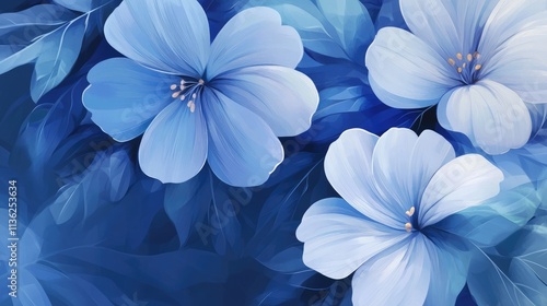 spring blue flower background close illustration bloom floral, petal natural, colorful beauty spring blue flower background close