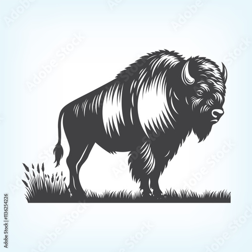 Iconic American bison silhouette, perfect for rustic, wildlife, and western-themed design projects.
