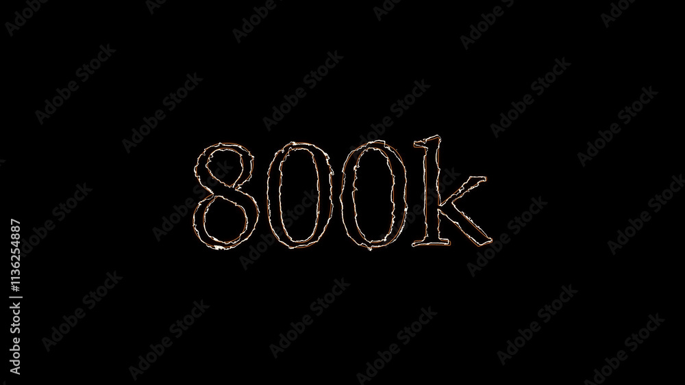 Fiery 800k Text Effect with Glowing Orange Flames on Black Background Fiery 800k Text Effect with Glowing Orange Flames on Black Background