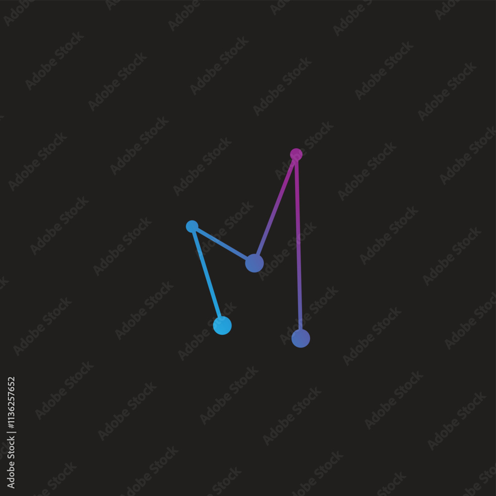 Letter M molecules, technology, modern geometric symbol simple logo vector Letter M molecules, technology, modern geometric symbol simple logo vector