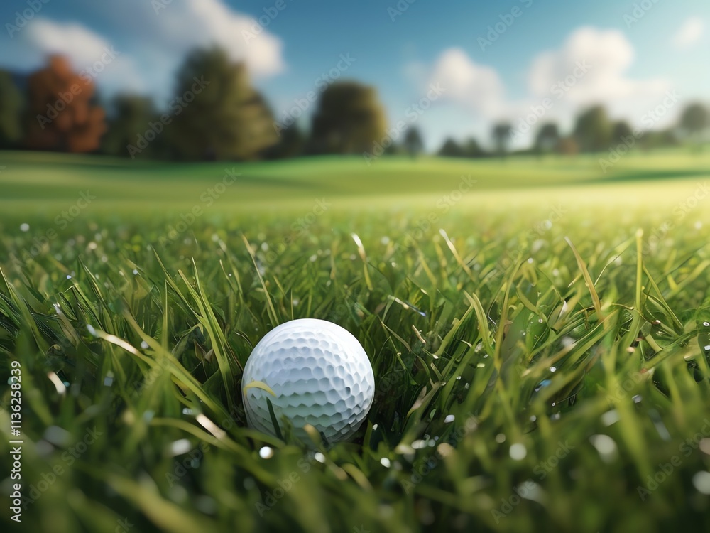 Obraz premium n image of a golf ball on a grass field