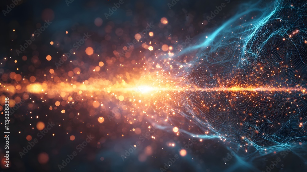 Fototapeta premium Glowing Quantum Particles with Vibrant Energy and Dynamic Forms