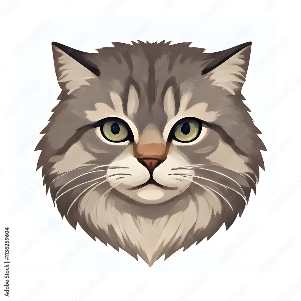 Illustration of a grey cat, closeup vector Illustration of a grey cat, closeup vector