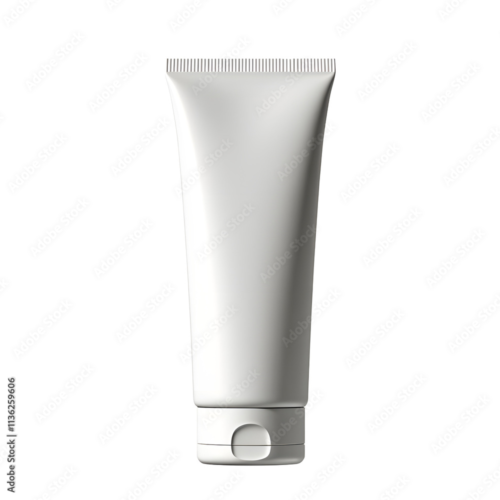 Front view of a white opaque exfoliating scrub tube with no labels isolated on a white transparent background. Front view of a white opaque exfoliating scrub tube with no labels isolated on a white transparent background.