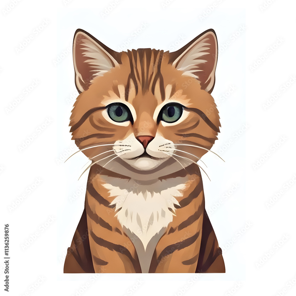 Obraz premium Illustration of an orange cat, closeup vector