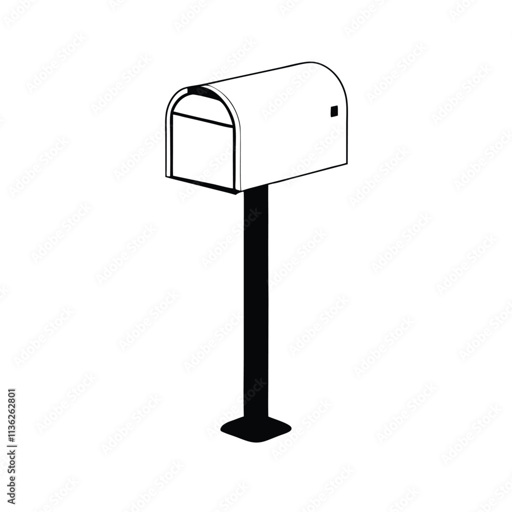 a black and white line drawing of a mailbox a black and white line drawing of a mailbox