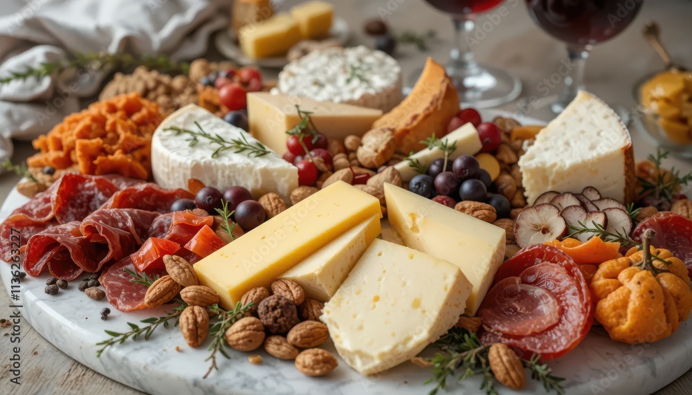 Gourmet Cheese and Charcuterie Board with Assorted Cheeses, Nuts, and Fruits Gourmet Cheese and Charcuterie Board with Assorted Cheeses, Nuts, and Fruits