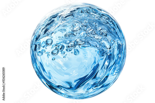 A spherical mass of clear, refreshing water, featuring bubbles and gentle ripples that reflect light.