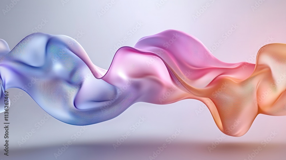 Obraz premium A colorful abstract wave flowing smoothly across white.
