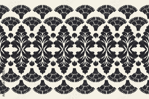 Motifs Ikat floral paisley embroidery background.geometric ethnic oriental pattern traditional.Aztec-style abstract vector illustration. Design for texture, fabric, clothing, wrapping, decoration