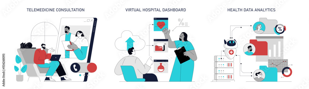 Automation In Healthcare. Flat Vector Illustration Automation In Healthcare. Flat Vector Illustration