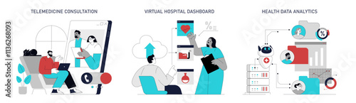 Automation In Healthcare. Flat Vector Illustration