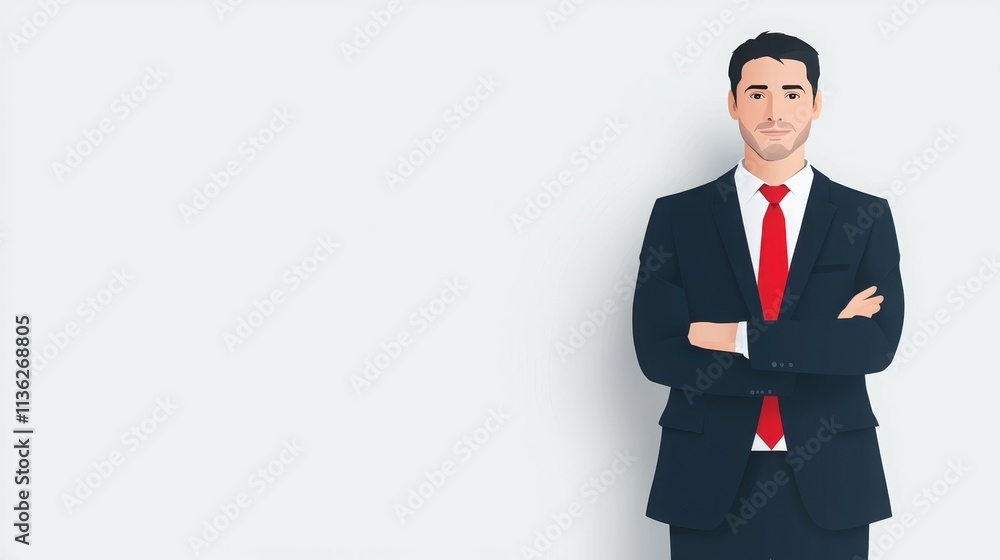 A professional man in a suit stands confidently with arms crossed against a plain background. A professional man in a suit stands confidently with arms crossed against a plain background.