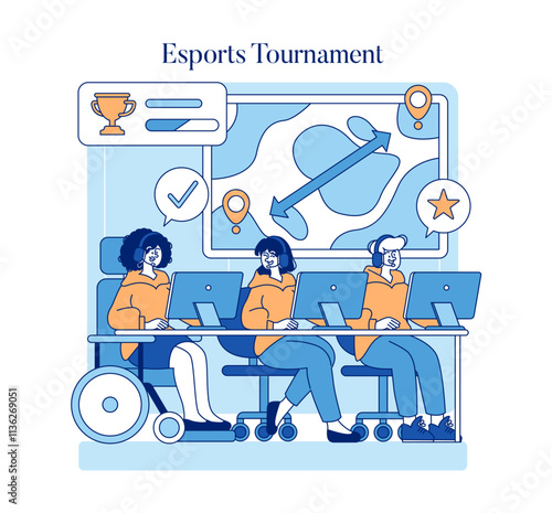 Sports For Disabled People. Flat Vector Illustration