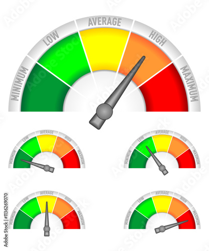 Rating Meter. Dashboard level scale icon. Vector illustration