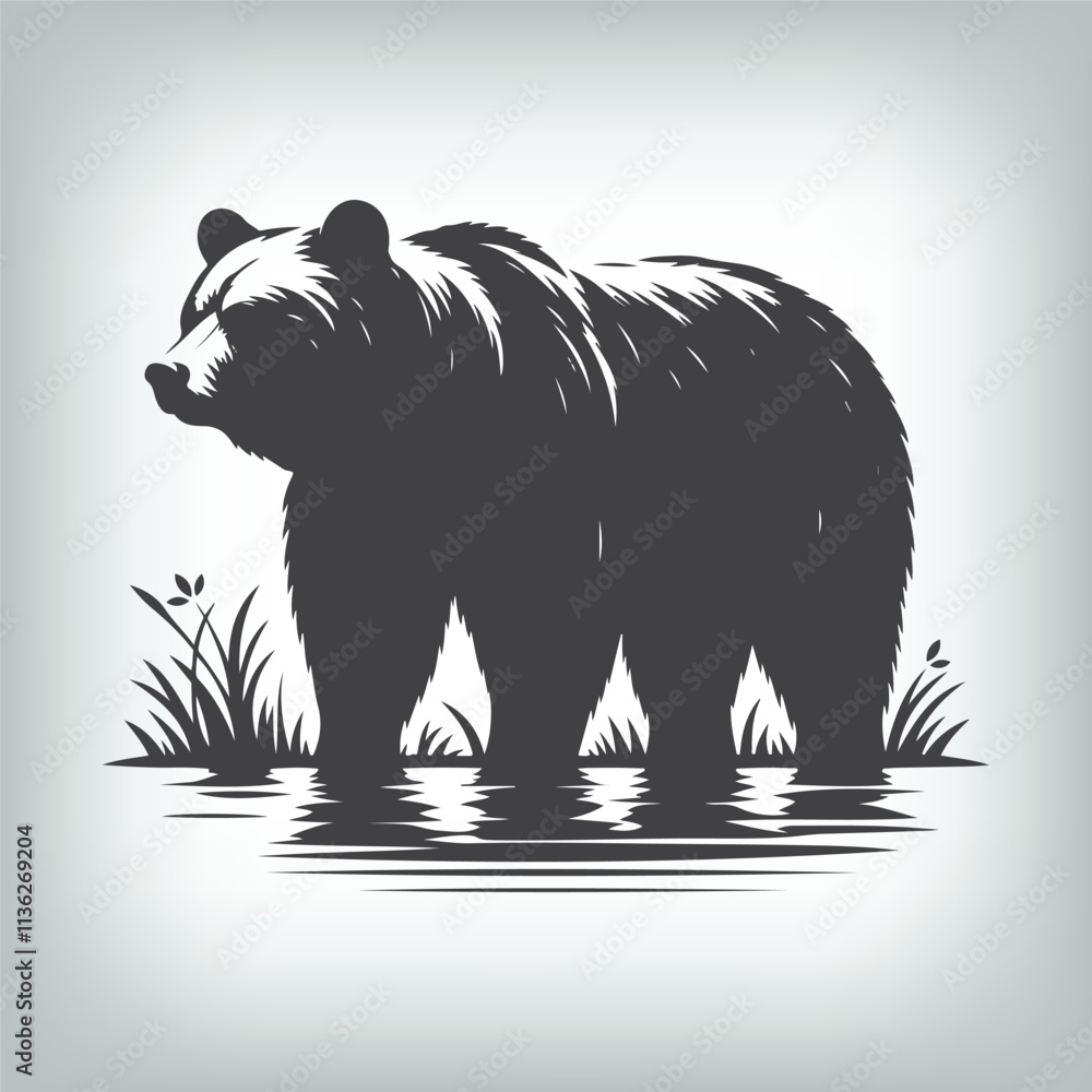 Obraz premium Versatile black bear silhouettes ideal for forest, predator, and camping-inspired illustrations.