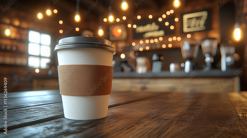 Coffee cup on wooden table in cafe. Coffee cup on wooden table in cafe.