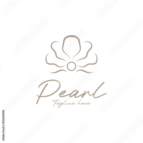 Beauty Luxury Elegant Pearl Seashell Oyster Scallop Shell logo icon vector illustration template design
