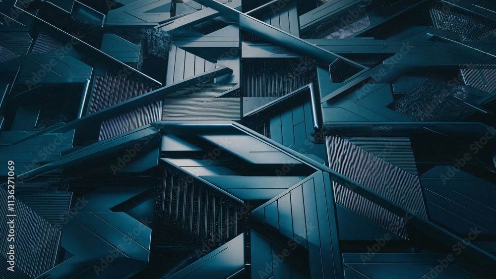 Abstract Dark Teal Geometric Background, 3D Rendered Tech Texture for Modern Designs Abstract Dark Teal Geometric Background, 3D Rendered Tech Texture for Modern Designs