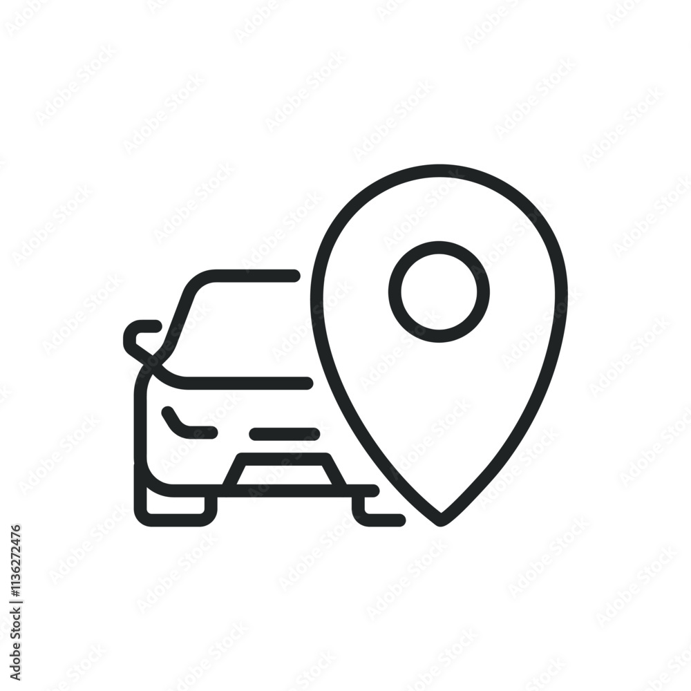 Car position thin line icons. Editable stroke and Perfect pixel on transparent background Car position thin line icons. Editable stroke and Perfect pixel on transparent background
