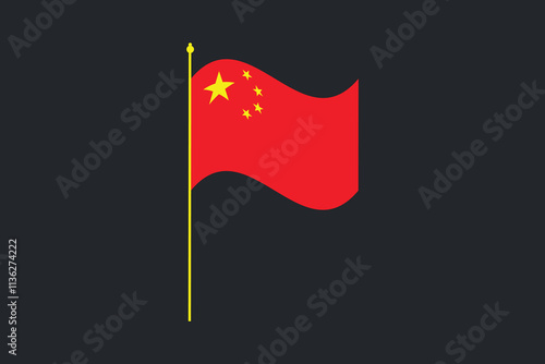 China flag, The flag of China, Flag of China national country symbol illustration Vector, Rectangle China flag illustration, Flat vector illustration
