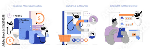 Business Process Automation. Flat Vector Illustration