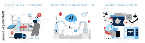 Production Automation. Flat Vector Illustration