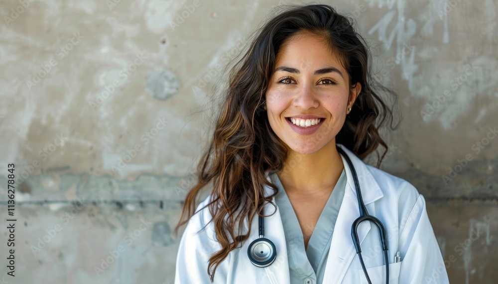 Smiling Female Doctor Wearing White Coat Smiling Female Doctor Wearing White Coat