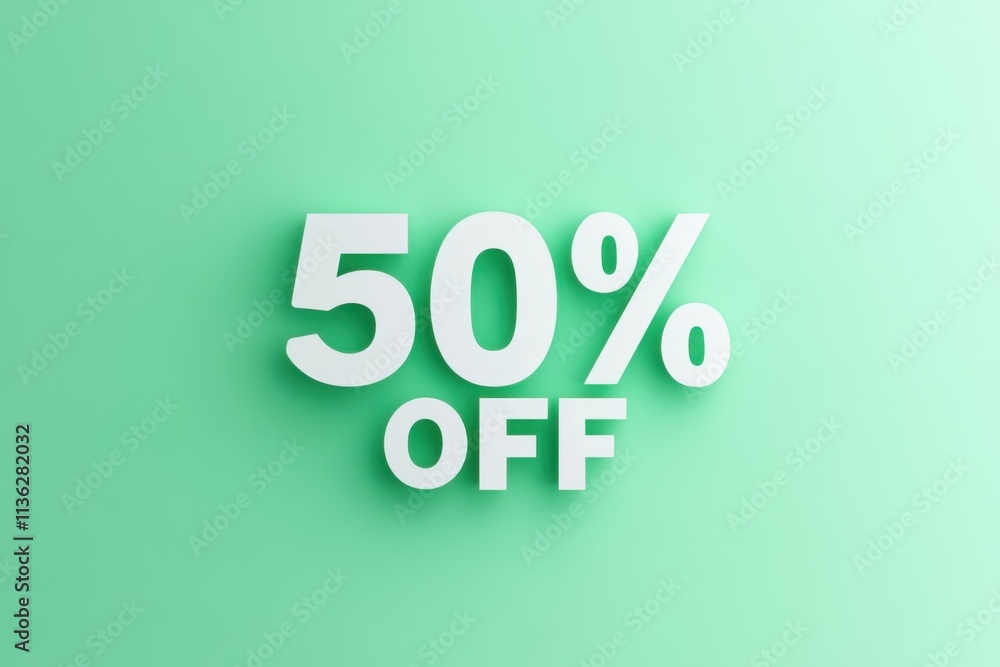 Get 50 percent off with this attractive promotional graphic in mint green background Get 50 percent off with this attractive promotional graphic in mint green background