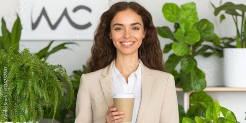 Smiling Businesswoman in Ec...