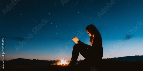 Night Sky Laptop: A silhoue...