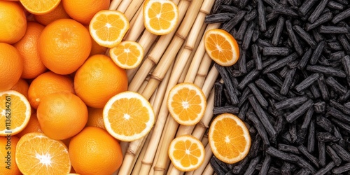 Citrus Contrast: A vibrant,...