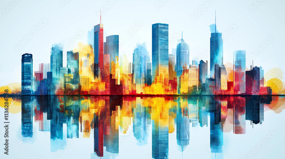 Fototapeta premium Innovative business strategy and disruption in urban landscapes business model innovation city reflections