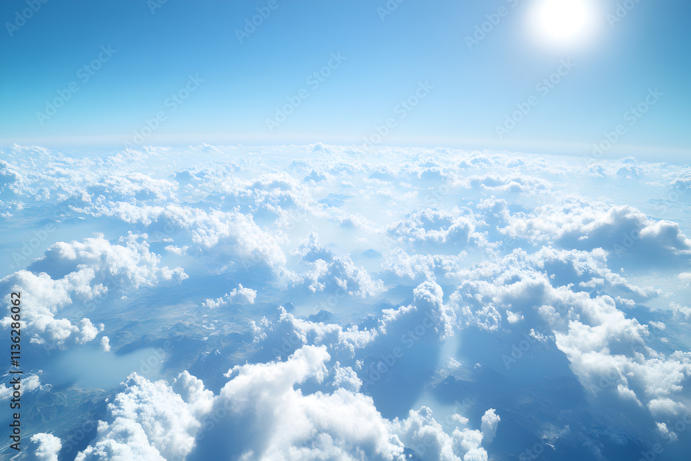 A serene cloudscape featuring a blanket of soft, fluffy clouds spread across a clear blue sky. A serene cloudscape featuring a blanket of soft, fluffy clouds spread across a clear blue sky.