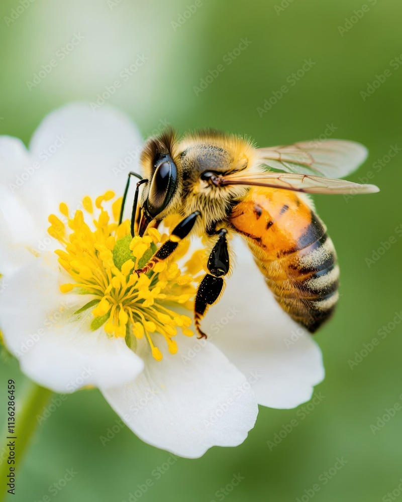 A bee gathers nectar from a vibrant flower, showcasing nature's beauty and the importance of pollinators in the ecosystem. A bee gathers nectar from a vibrant flower, showcasing nature's beauty and the importance of pollinators in the ecosystem.