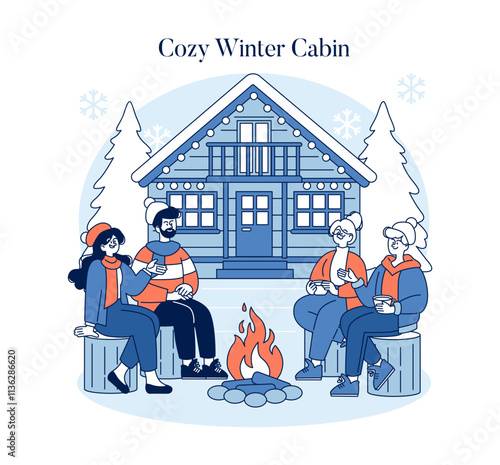 Hello Winter. Flat Vector Illustration