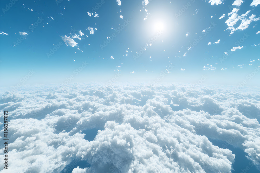 A serene cloudscape featuring a blanket of soft, fluffy clouds spread across a clear blue sky. A serene cloudscape featuring a blanket of soft, fluffy clouds spread across a clear blue sky.