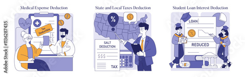 Tax Deductions. Flat Vector Illustration