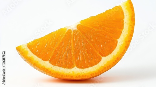 Freshly Peeled Orange Wedge Isolated on White Background