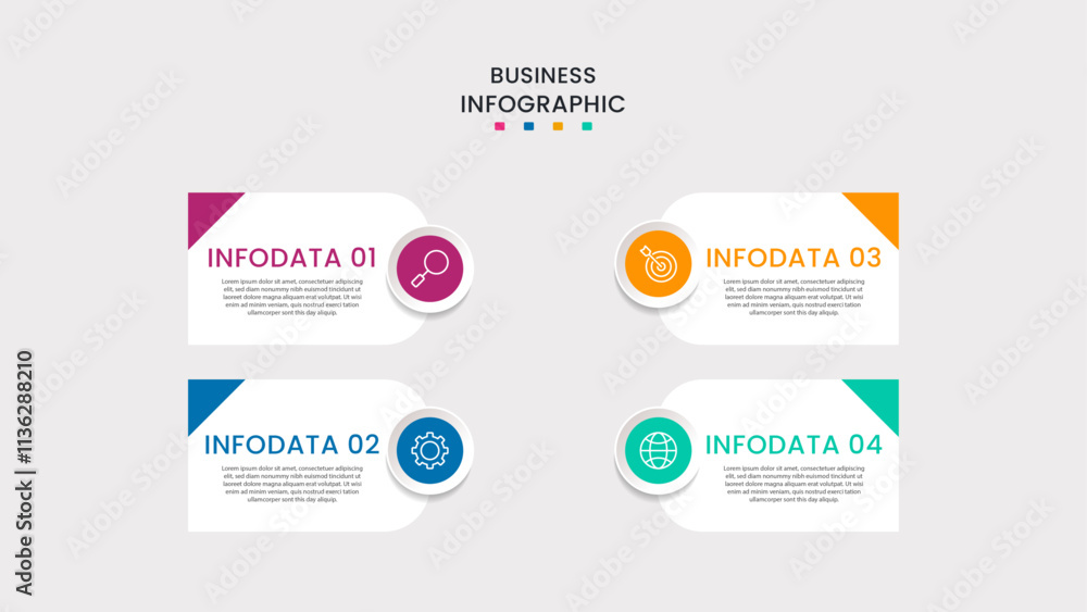 Business infographic template. 4-Step timeline journey. Process diagram, 4 options on white background, Info graph elements vector illustration. Business infographic template. 4-Step timeline journey. Process diagram, 4 options on white background, Info graph elements vector illustration.