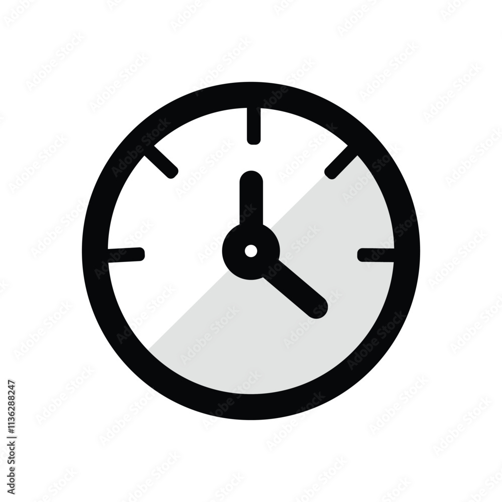 Flat Style Clock icon vector illustration Isolated white background Flat Style Clock icon vector illustration Isolated white background
