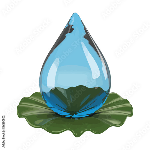 drop of water 3d render icon isolated on transparent background cutout